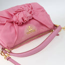 PRADA Shoulder Bag Nylon Pink Gold Auth 162345-7