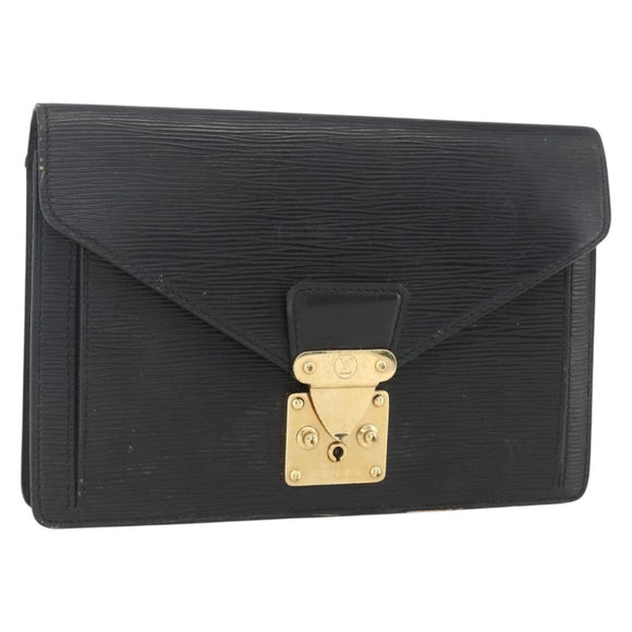 LOUIS VUITTON Epi Serie Dragonne Clutch Bag Black Noir M52612 LV Auth 162373