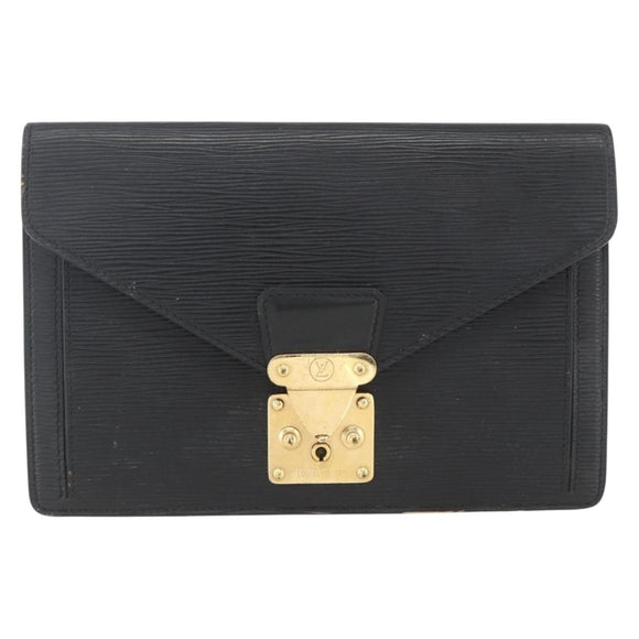 LOUIS VUITTON Epi Serie Dragonne Clutch Bag Black Noir M52612 LV Auth 162373