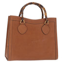 GUCCI Bamboo Tote Bag Leather Brown Gold 002 2853 0260 0 Auth 162377-1
