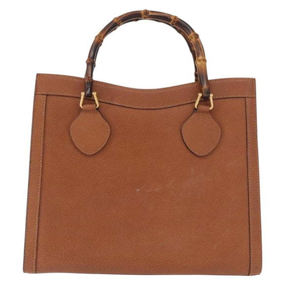 GUCCI Bamboo Tote Bag Leather Brown Gold 002 2853 0260 0 Auth 162377