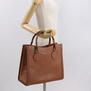 GUCCI Bamboo Tote Bag Leather Brown Gold 002 2853 0260 0 Auth 162377-24