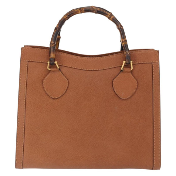 GUCCI Bamboo Tote Bag Leather Brown Gold 002 2853 0260 0 Auth 162377