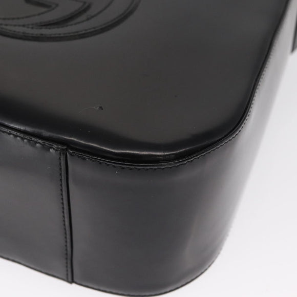 GUCCI Shoulder Bag Patent leather Black Auth 162378