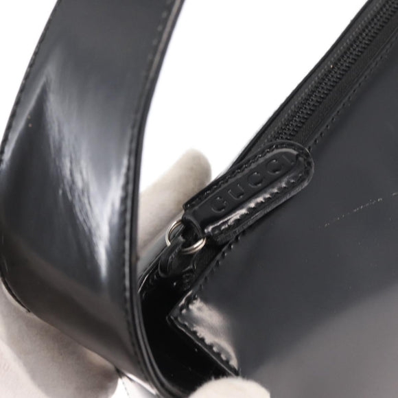 GUCCI Shoulder Bag Patent leather Black Auth 162378