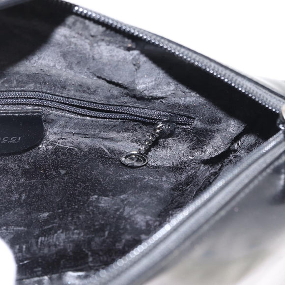 GUCCI Shoulder Bag Patent leather Black Auth 162378