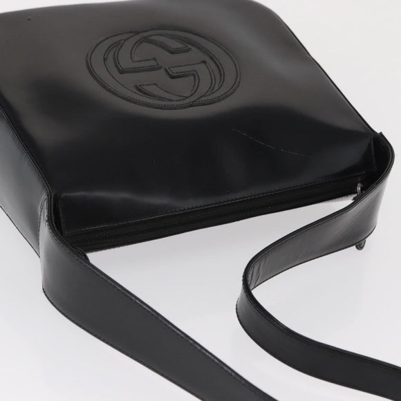 GUCCI Shoulder Bag Patent leather Black Auth 162378