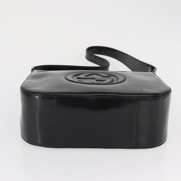 GUCCI Shoulder Bag Patent leather Black Auth 162378