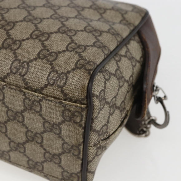 GUCCI GG Supreme Clutch Bag PVC Beige Silver 108801 Auth 162380