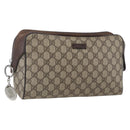 GUCCI GG Supreme Clutch Bag PVC Beige Silver 108801 Auth 162380-1