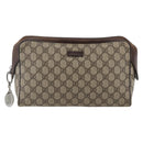GUCCI GG Supreme Clutch Bag PVC Beige Silver 108801 Auth 162380-13