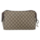 GUCCI GG Supreme Clutch Bag PVC Beige Silver 108801 Auth 162380-2