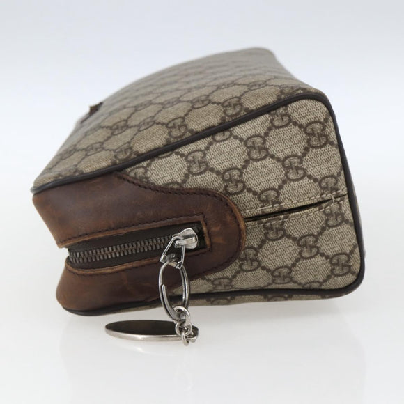 GUCCI GG Supreme Clutch Bag PVC Beige Silver 108801 Auth 162380