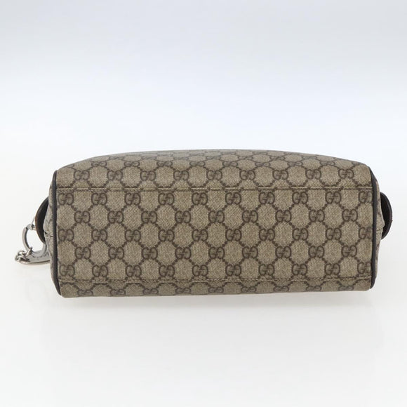 GUCCI GG Supreme Clutch Bag PVC Beige Silver 108801 Auth 162380
