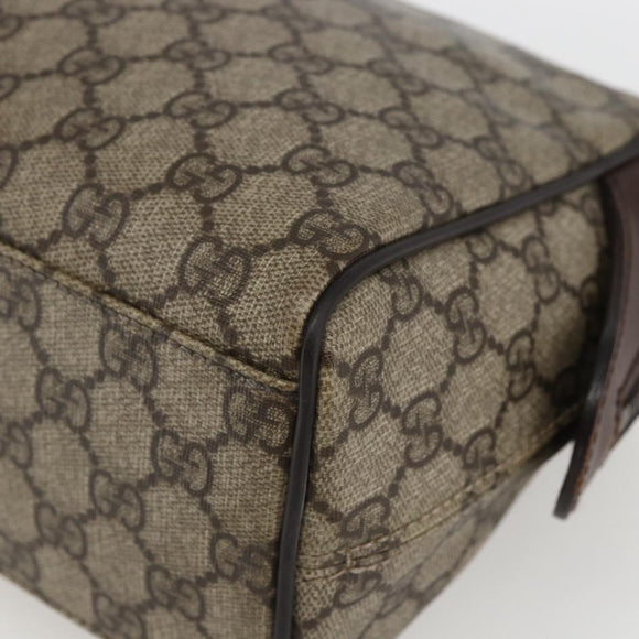 GUCCI GG Supreme Clutch Bag PVC Beige Silver 108801 Auth 162380