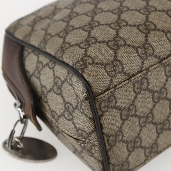 GUCCI GG Supreme Clutch Bag PVC Beige Silver 108801 Auth 162380