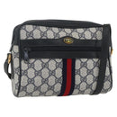 GUCCI GG Supreme Sherry Line Bag PVC Navy Gold Red 56 02 004 Auth 162384-1