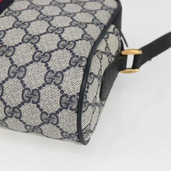 GUCCI GG Supreme Sherry Line Bag PVC Navy Gold Red 56 02 004 Auth 162384