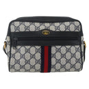 GUCCI GG Supreme Sherry Line Bag PVC Navy Gold Red 56 02 004 Auth 162384-2