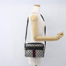 GUCCI GG Supreme Sherry Line Bag PVC Navy Gold Red 56 02 004 Auth 162384-20