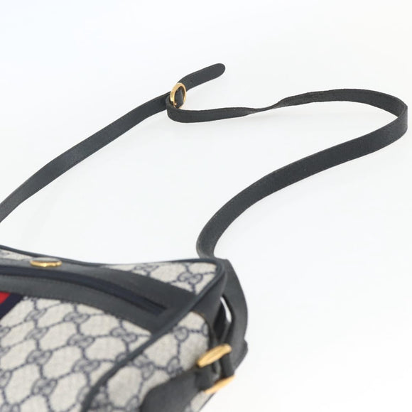 GUCCI GG Supreme Sherry Line Bag PVC Navy Gold Red 56 02 004 Auth 162384
