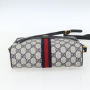 GUCCI GG Supreme Sherry Line Bag PVC Navy Gold Red 56 02 004 Auth 162384-9
