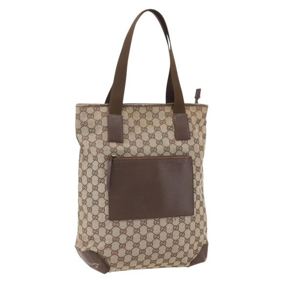 GUCCI GG Canvas Tote Bag Beige Silver 28892 Auth 162386