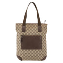 GUCCI GG Canvas Tote Bag Beige Silver 28892 Auth 162386-2