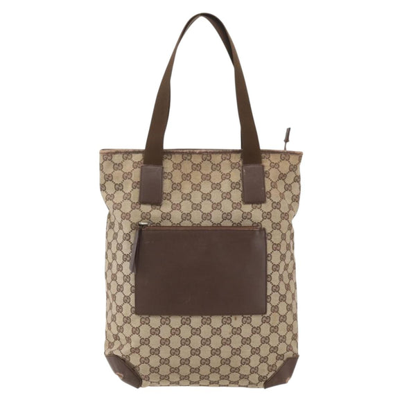 GUCCI GG Canvas Tote Bag Beige Silver 28892 Auth 162386