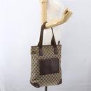 GUCCI GG Canvas Tote Bag Beige Silver 28892 Auth 162386-24