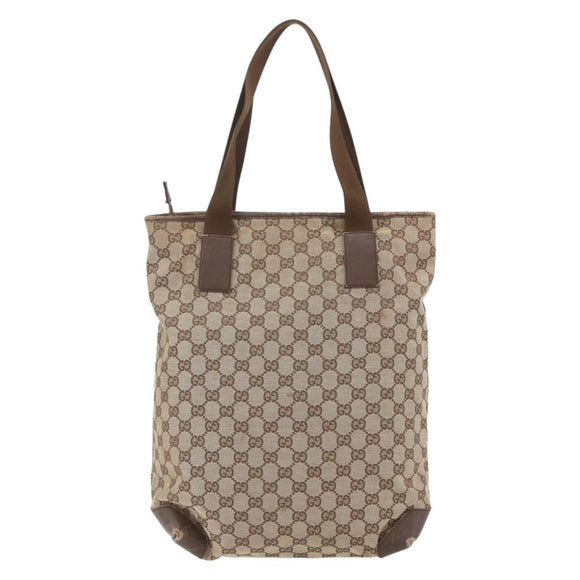 GUCCI GG Canvas Tote Bag Beige Silver 28892 Auth 162386
