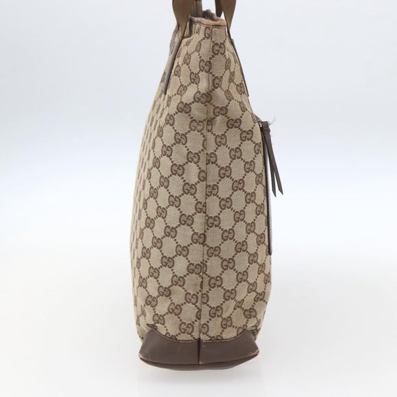 GUCCI GG Canvas Tote Bag Beige Silver 28892 Auth 162386