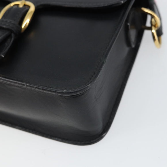 GUCCI Web Sherry Line Shoulder Bag Leather Black Red 007 1274 0230 Auth 162391V