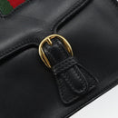GUCCI Web Sherry Line Shoulder Bag Leather Black Red 007 1274 0230 Auth 162391V-17
