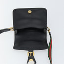 GUCCI Web Sherry Line Shoulder Bag Leather Black Red 007 1274 0230 Auth 162391V-10