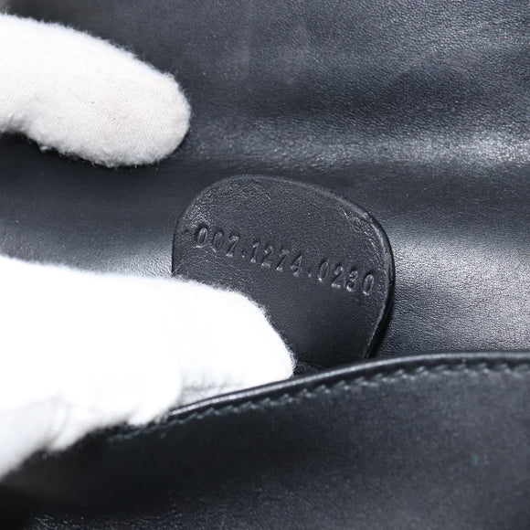 GUCCI Web Sherry Line Shoulder Bag Leather Black Red 007 1274 0230 Auth 162391V