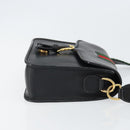 GUCCI Web Sherry Line Shoulder Bag Leather Black Red 007 1274 0230 Auth 162391V-3