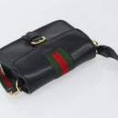 GUCCI Web Sherry Line Shoulder Bag Leather Black Red 007 1274 0230 Auth 162391V-6