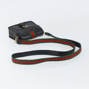 GUCCI Web Sherry Line Shoulder Bag Leather Black Red 007 1274 0230 Auth 162391-7