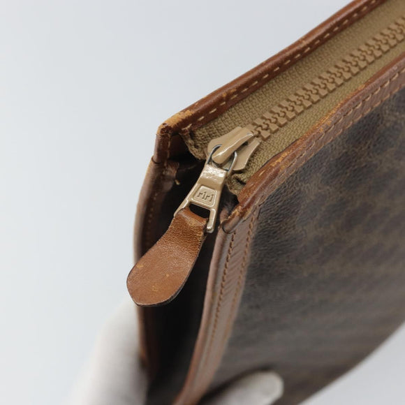 CELINE Macadam Canvas Briefcase PVC Leather Brown Auth 162397