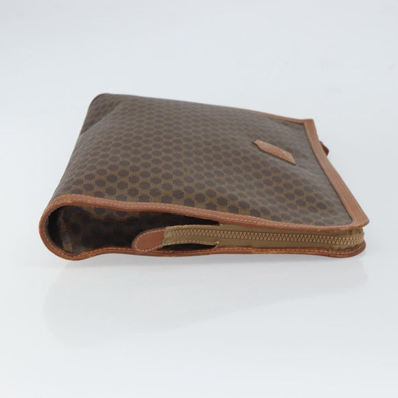 CELINE Macadam Canvas Briefcase PVC Leather Brown Auth 162397