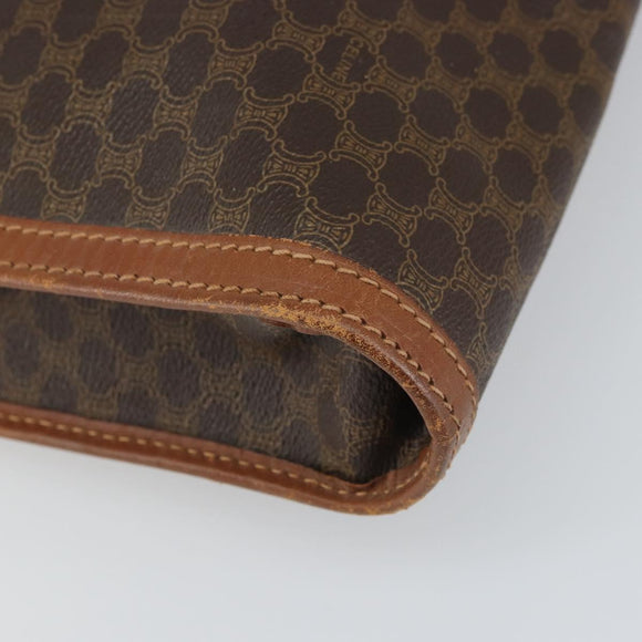 CELINE Macadam Canvas Briefcase PVC Leather Brown Auth 162397