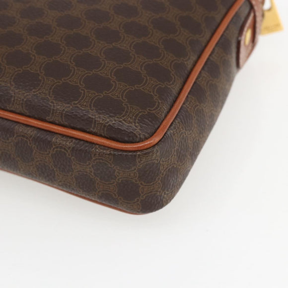 CELINE Macadam Canvas Clutch Bag PVC Leather Brown Gold Auth 162398