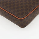 CELINE Macadam Canvas Clutch Bag PVC Leather Brown Gold Auth 162398-16