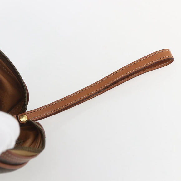 CELINE Macadam Canvas Clutch Bag PVC Leather Brown Gold Auth 162398