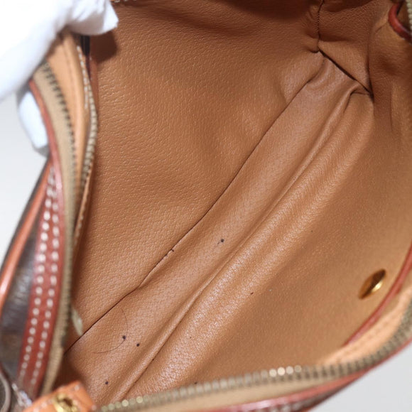 CELINE Macadam Canvas Clutch Bag PVC Leather Brown Gold Auth 162398