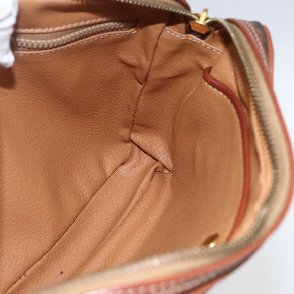 CELINE Macadam Canvas Clutch Bag PVC Leather Brown Gold Auth 162398