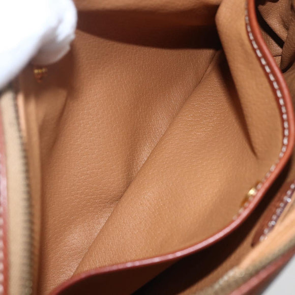 CELINE Macadam Canvas Clutch Bag PVC Leather Brown Gold Auth 162398