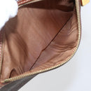 CELINE Macadam Canvas Clutch Bag PVC Leather Brown Gold Auth 162398-24