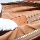 CELINE Macadam Canvas Clutch Bag PVC Leather Brown Gold Auth 162398-12